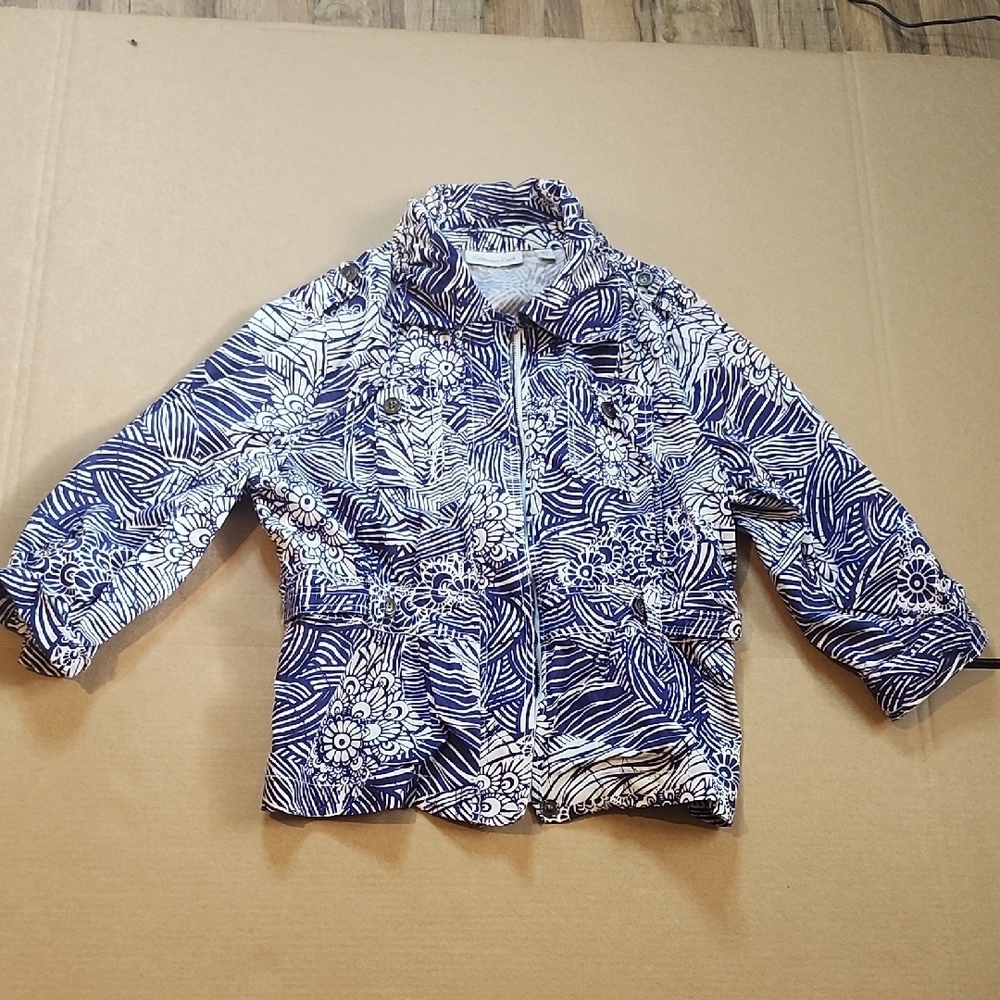 Coldwater Creek Blue and White Puffer Jacket